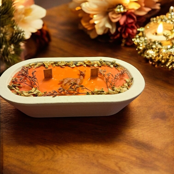 Hand Crafted , Wicked Worthy Wax, Woodland Wonder dough bowl candle - Picture 2 of 4